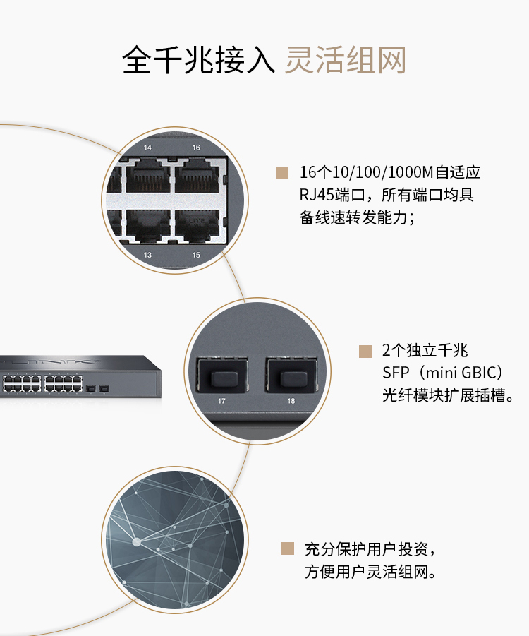 普聯(lián) 16口千兆二層網(wǎng)管核心交換機